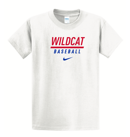 *OPTIONAL* Wildcat Baseball S/S Cotton Tee (White)