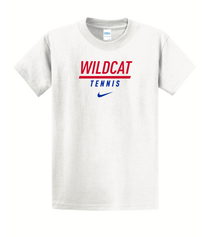 *REQUIRED-JV / OPTIONAL-VARSITY* Wildcat Tennis S/S Cotton Tee (White) - Men's Cut